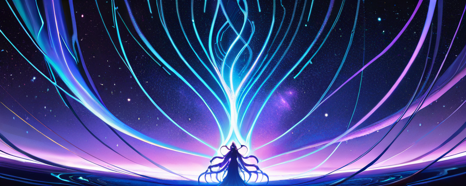 Cosmic void with flowing tentacles
